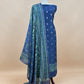 Blue Maheshwari Silk Suit With Banarasi Bootis