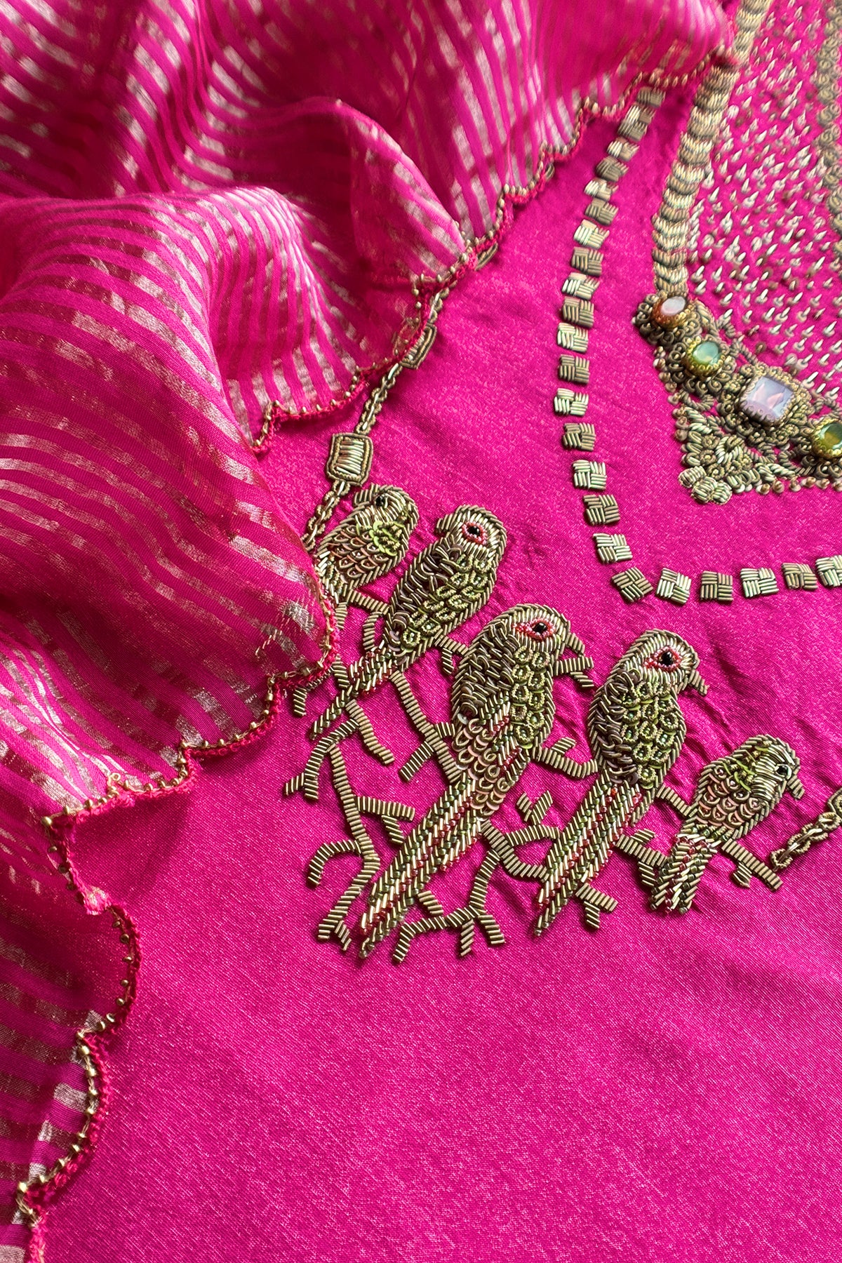 premium tissue silk suit with dabka and zardosi handwork

