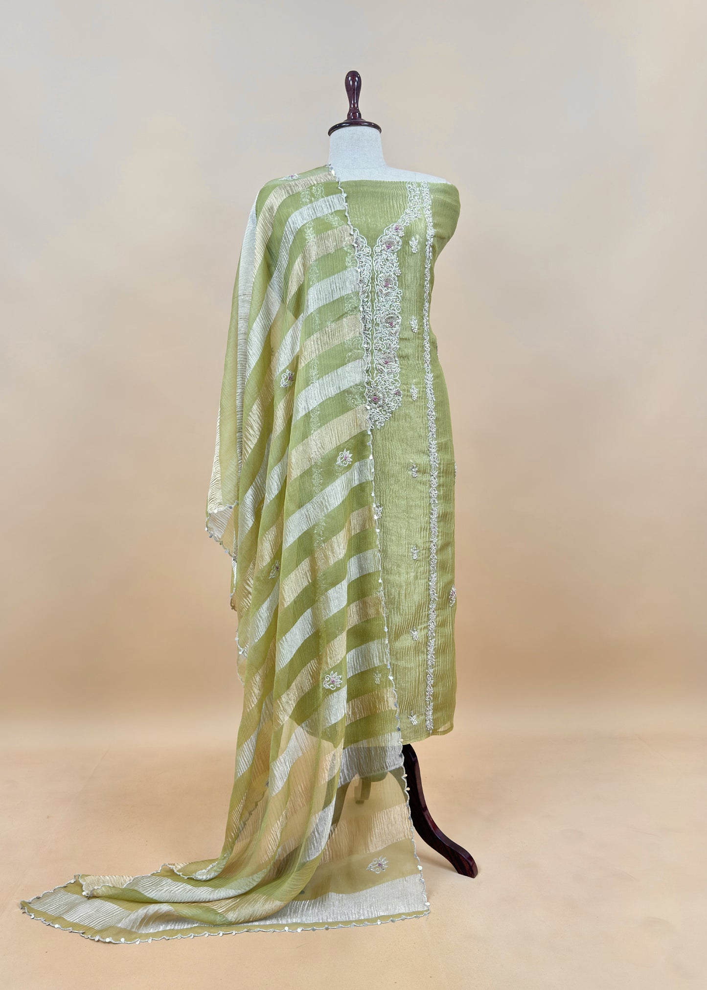 Green Presenting Our Stunningly Beautiful Crushed Tissue Silk Suit Set From विवाह Collection By Kalasheel