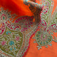 Orange Pure Silk Suit With Gota Tilla Embroidery