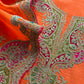 Orange Pure Silk Suit With Gota Tilla Embroidery
