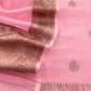 Light Pink Handloom Raw Silk Kurta And Kora Silk Dupatta With Gold Kadwa Weaving