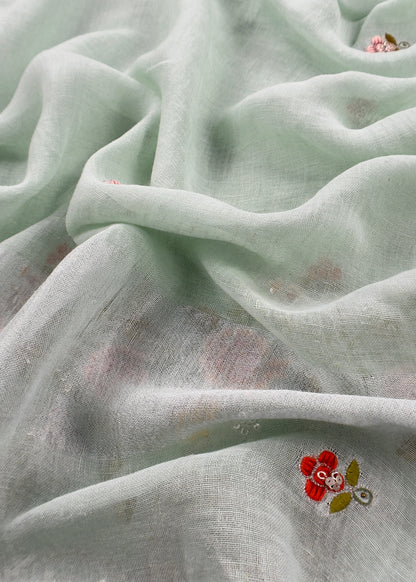 Powder Blue Presenting Our Pure Linen Unstitched Dupatta-Suit From Kalasheel’s The Little Garden Collection 🕊️