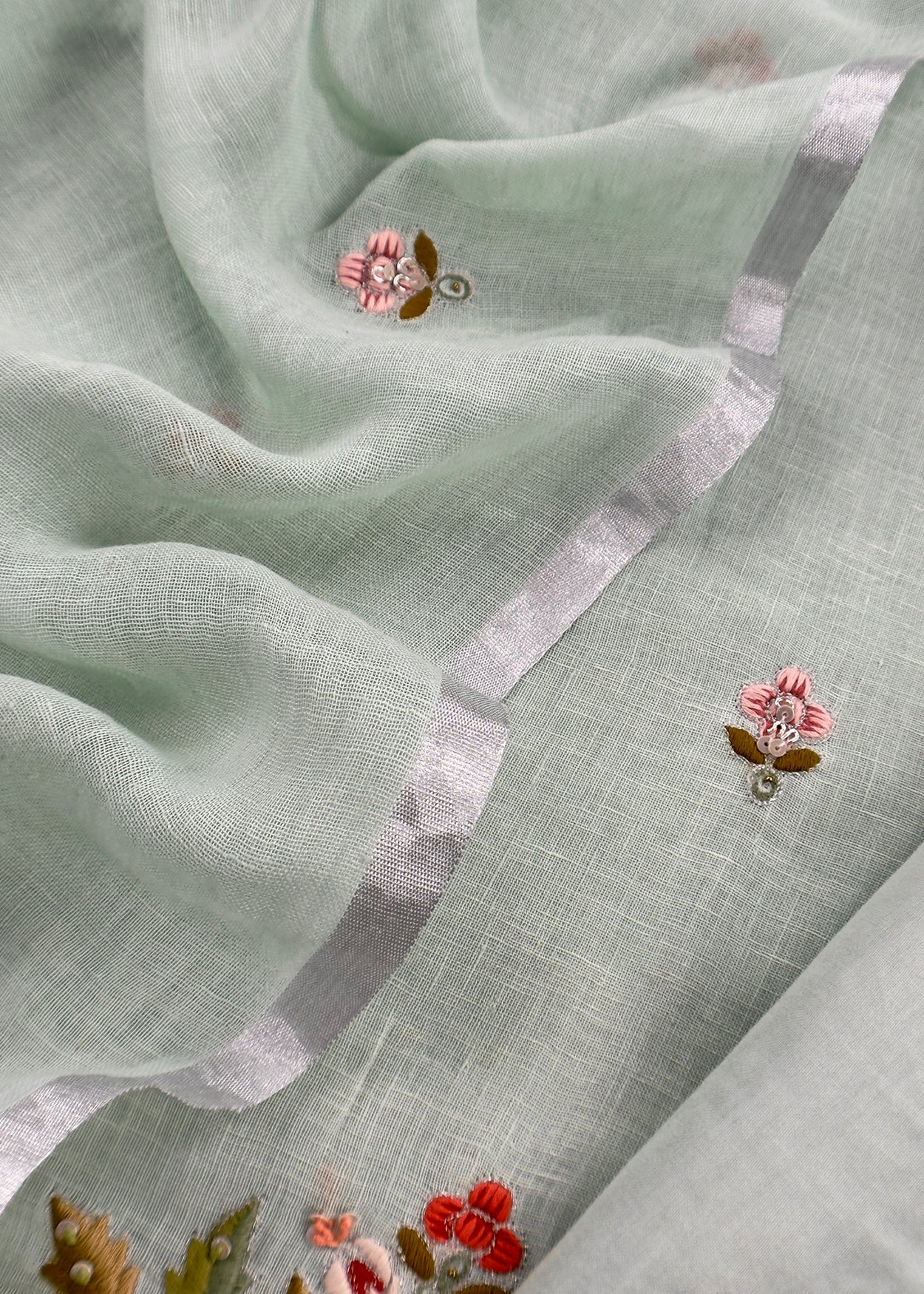 Powder Blue Presenting Our Pure Linen Unstitched Dupatta-Suit From Kalasheel’s The Little Garden Collection 🕊️