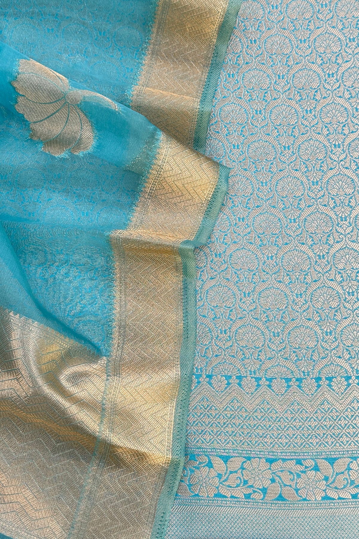 Indian Traditional Wear Brocade Organza Fabric


