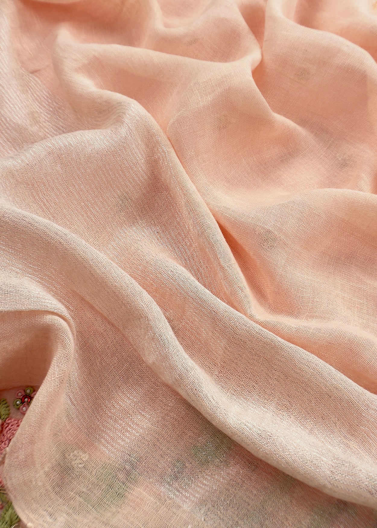 Peach Presenting Our Pure Linen Unstitched Dupatta-Suit From Kalasheel’s The Little Garden Collection