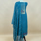 Turquoise Jamdani Woven Unstitched Suit With Paithani Work