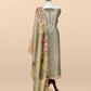 Olive Green Pure Crushed Tissue Kurta And Brush-Print Dupatta With Handwork