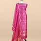 Pink Handloom Raw Silk Kurta And Kora Silk Dupatta With Gold Kadwa Weaving