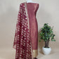 Maroon Brocade Kurta With Organza Dupatta