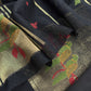Black Jamdani Woven Unstitched Suit With Paithani Work