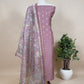 Chikoo Grey Handloom Banarasi Suit Set With Kalamkari Organza Dupatta