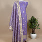 Purple Handloom Banarasi Silk Suit With Zari Weaving