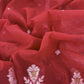 Red Jamdani Weaved Suit Fabric In Linen Chanderi