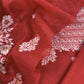 Red Jamdani Weaved Suit Fabric In Linen Chanderi