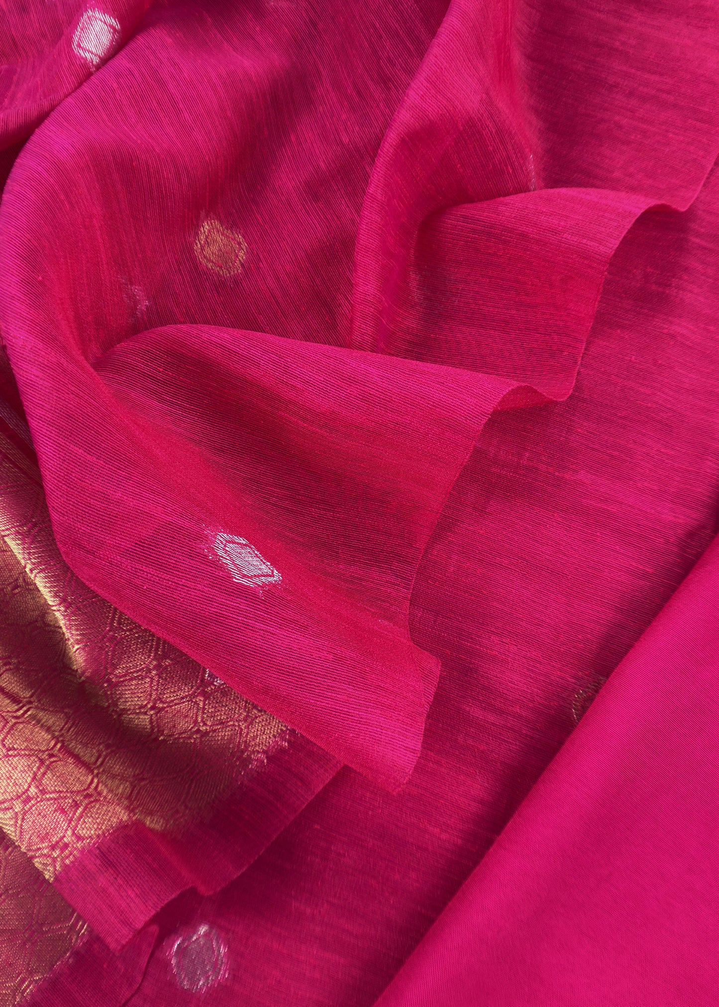 Pink Chanderi Unstitched Suit With Gold Zari Jamdani Weaving