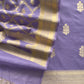 Purple Handloom Banarasi Silk Suit With Zari Weaving