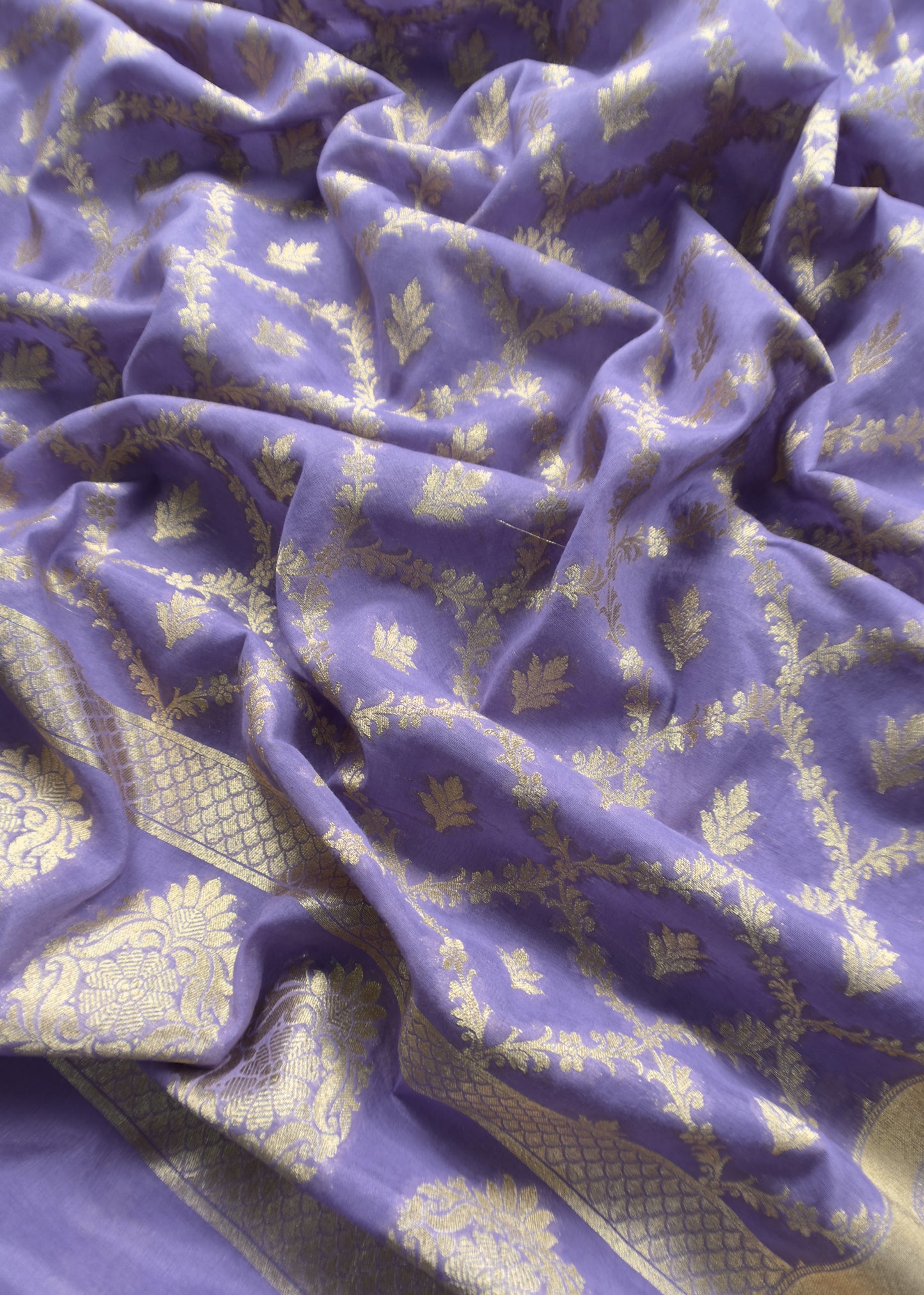 Purple Handloom Banarasi Silk Suit With Zari Weaving