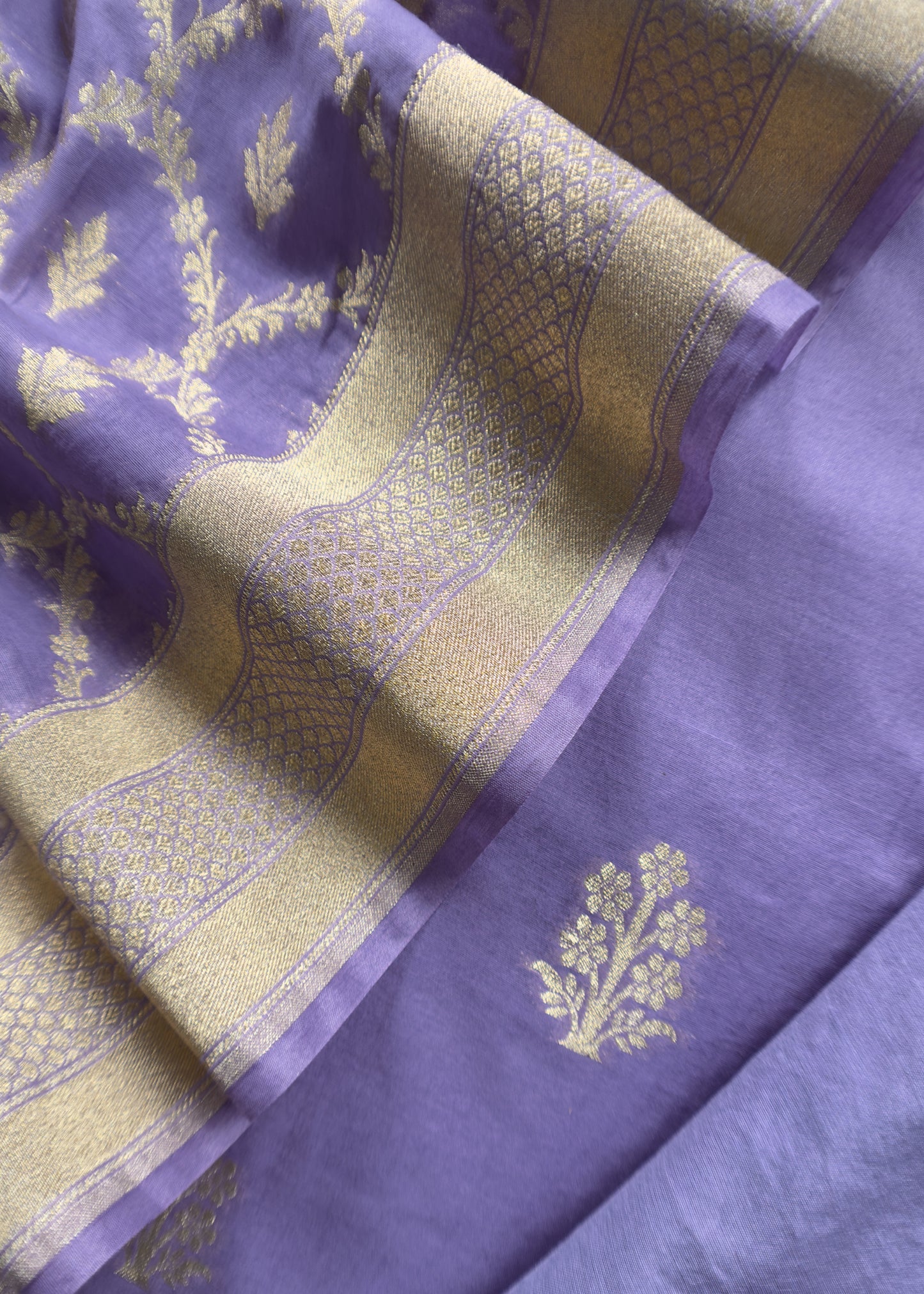 Purple Handloom Munga Silk Suit With Zari Weaving