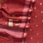 Red Pure Unstitched Handloom Banarasi Chanderi Suit Brushprint Dupatta