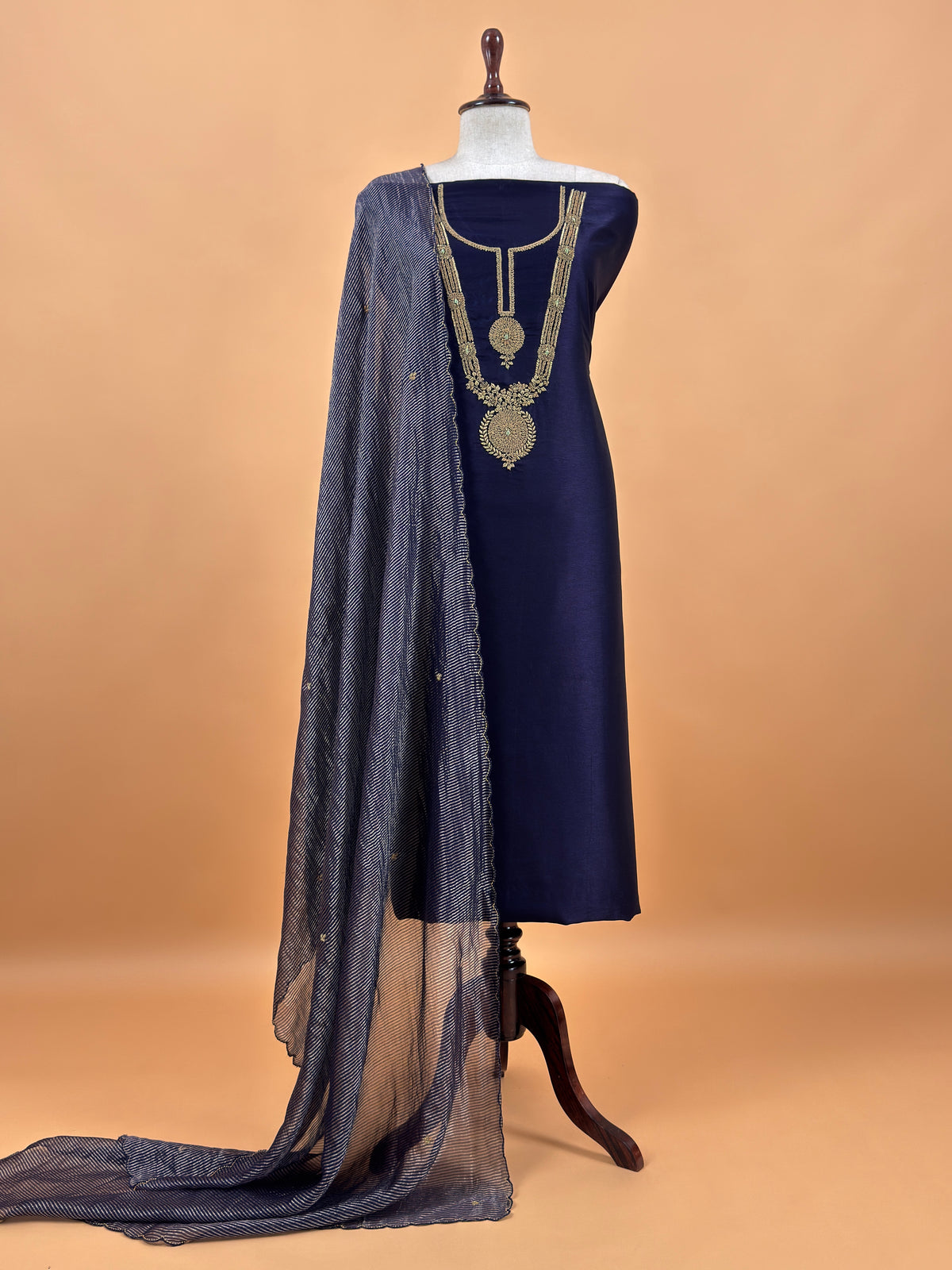 Premium quality silk suit with tissue silk dupatta


