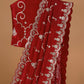 Red Handloom Silk Saree With Bandhani And Gota Patti Work