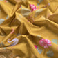 Yellow Pure Unstitched Handloom Banarasi Chanderi Suit Brushprint Dupatta