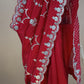 Red Handloom Silk Saree With Bandhani And Gota Patti Work