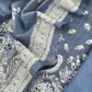 Blue Chanderi Linen Suit With Jamdani Weaving