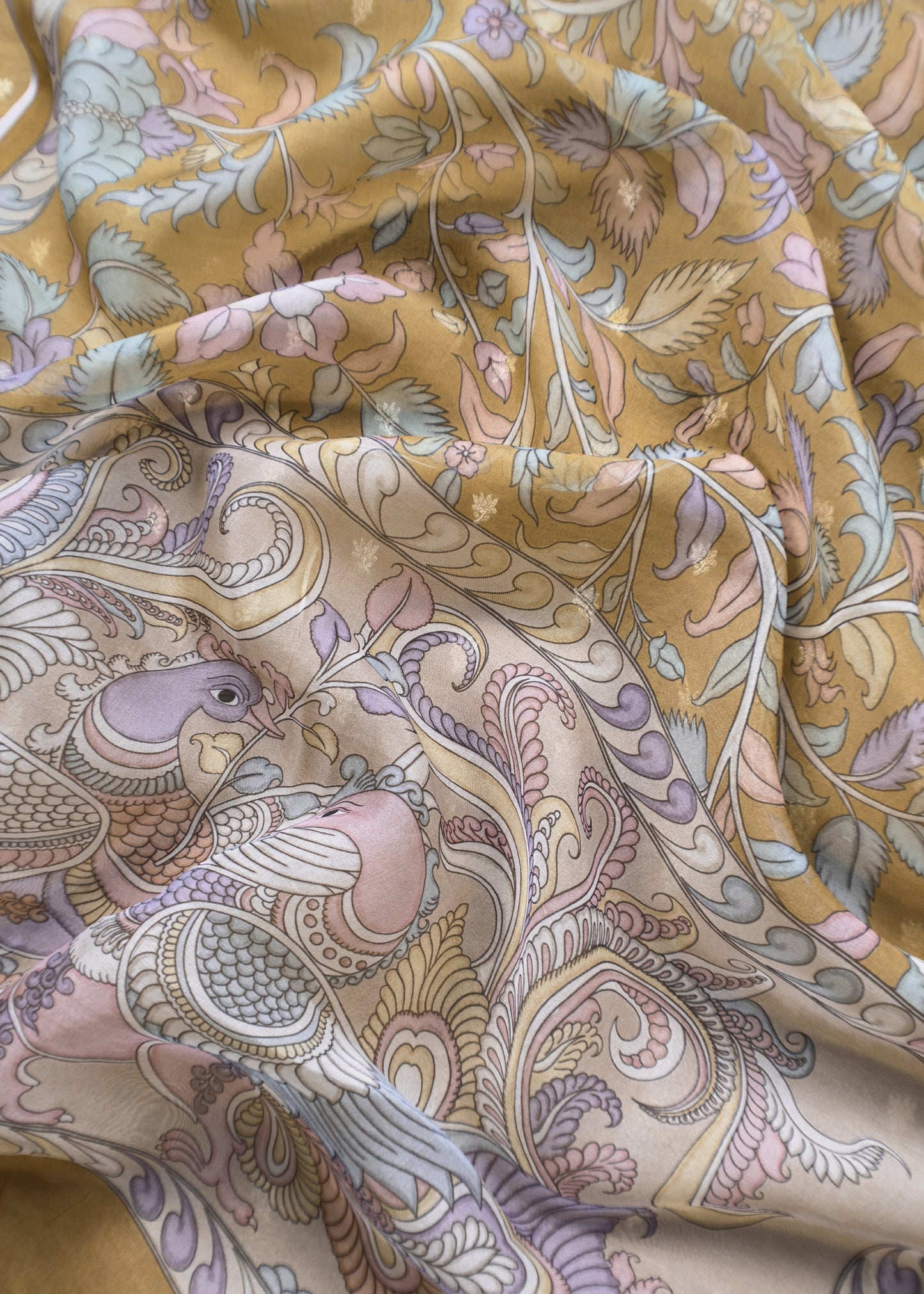 Dusty gold Handloom Banarasi Suit set with Kalamkari Organza dupatta