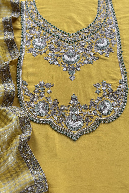 Premium quality silk unstitched suit with dupatta

