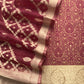 Maroon Brocade Kurta With Organza Dupatta