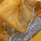 Yellow Handloom Silk Suit With Zardosi Embroidery