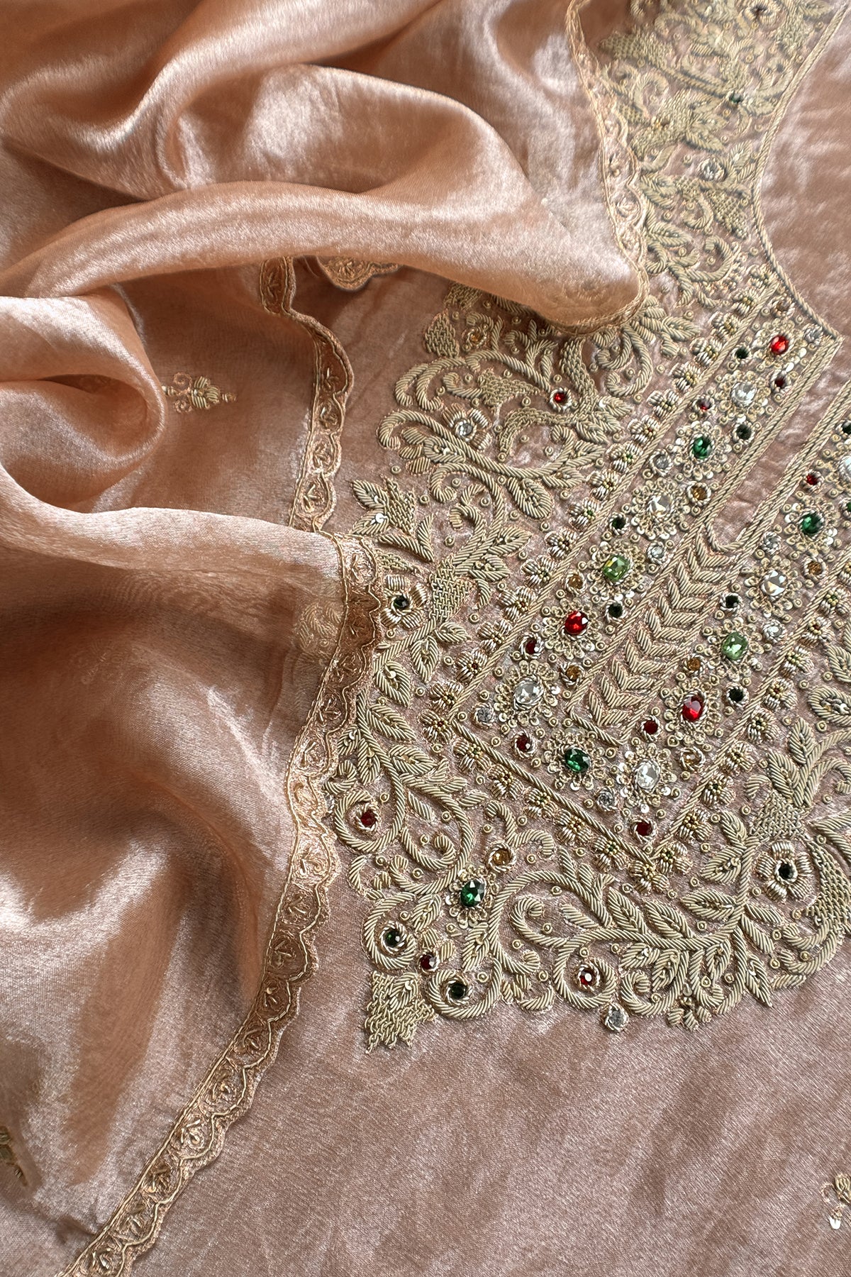 Buy wedding wear suit in tissue silk fabric

