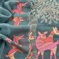 Green Pure Mulmul Unstitched Fabric With Warli Art Appliqué Work