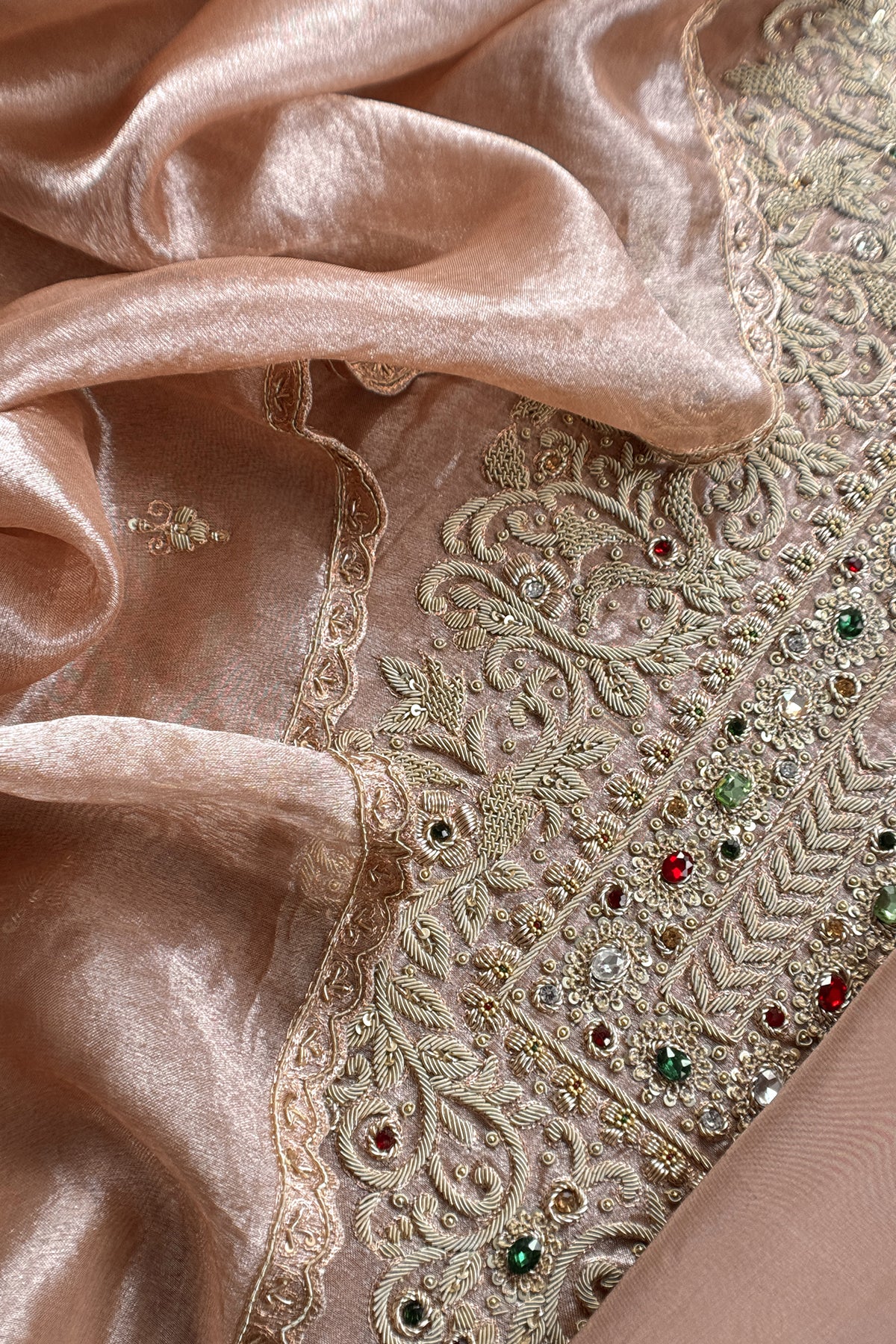 Luxury handloom tissue silk suit with silk dupatta

