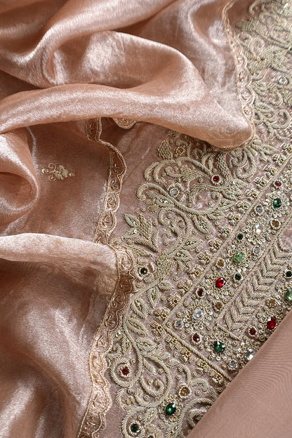 Luxury handloom tissue silk suit with silk dupatta

