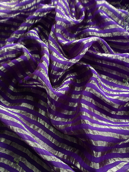 Violet Pure Silk Suit With Tissue Silk Dupatta