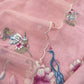 Pink Chanderi Kurta With Organza Dupatta Having Resham Flamingo Embroidery