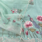 Powder Seagreen Chanderi Kurta With Organza Dupatta Having Resham Flamingo Embroidery