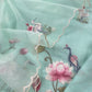 Powder Seagreen Chanderi Kurta With Organza Dupatta Having Resham Flamingo Embroidery