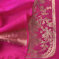 Pink Handloom Katan Silk Suit Fabric With Peonies Kadwa Weaving