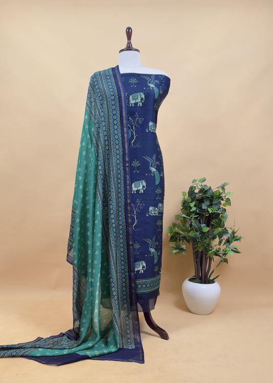 Pure maheshwari silk suit fabric

