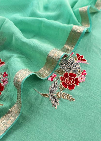 Premium quality mulmul unstitched suit with dupatta


