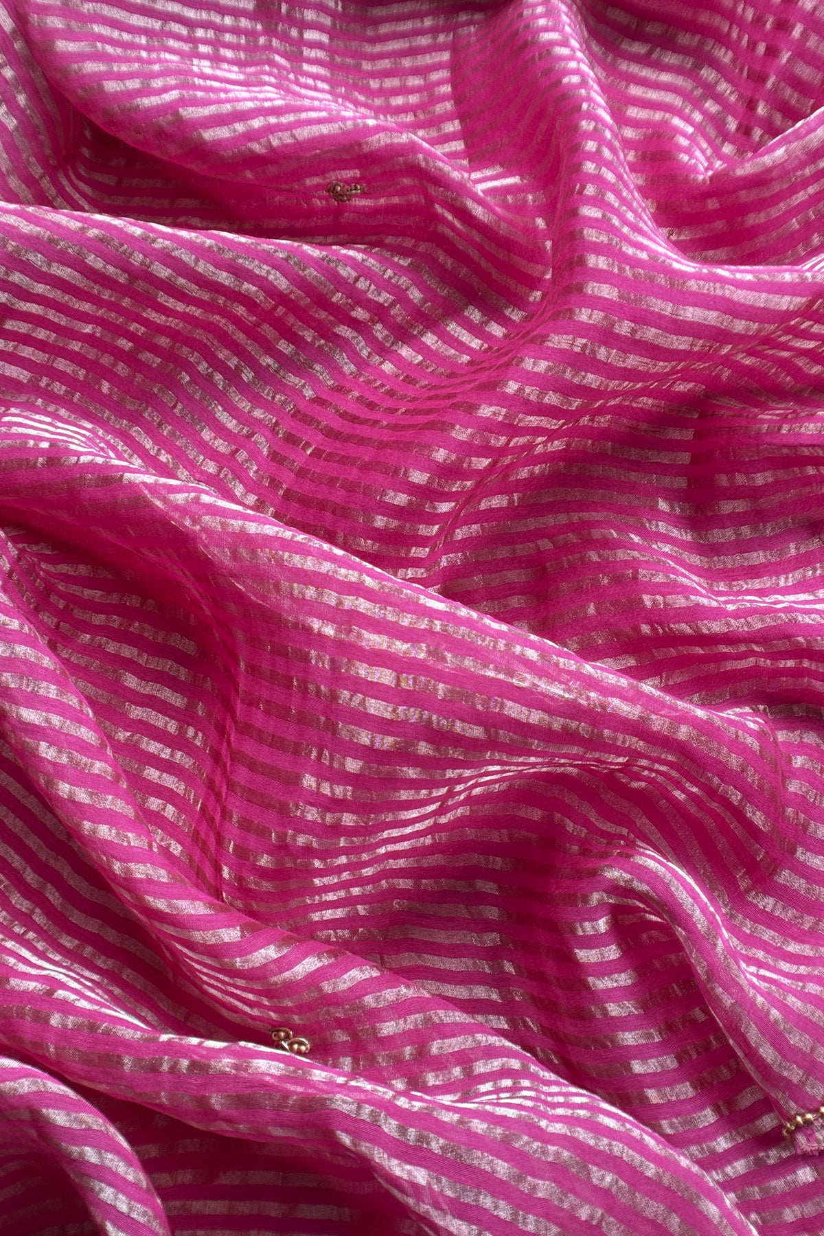 Rani Pink Pure Silk Suit With Tissue Silk Dupatta