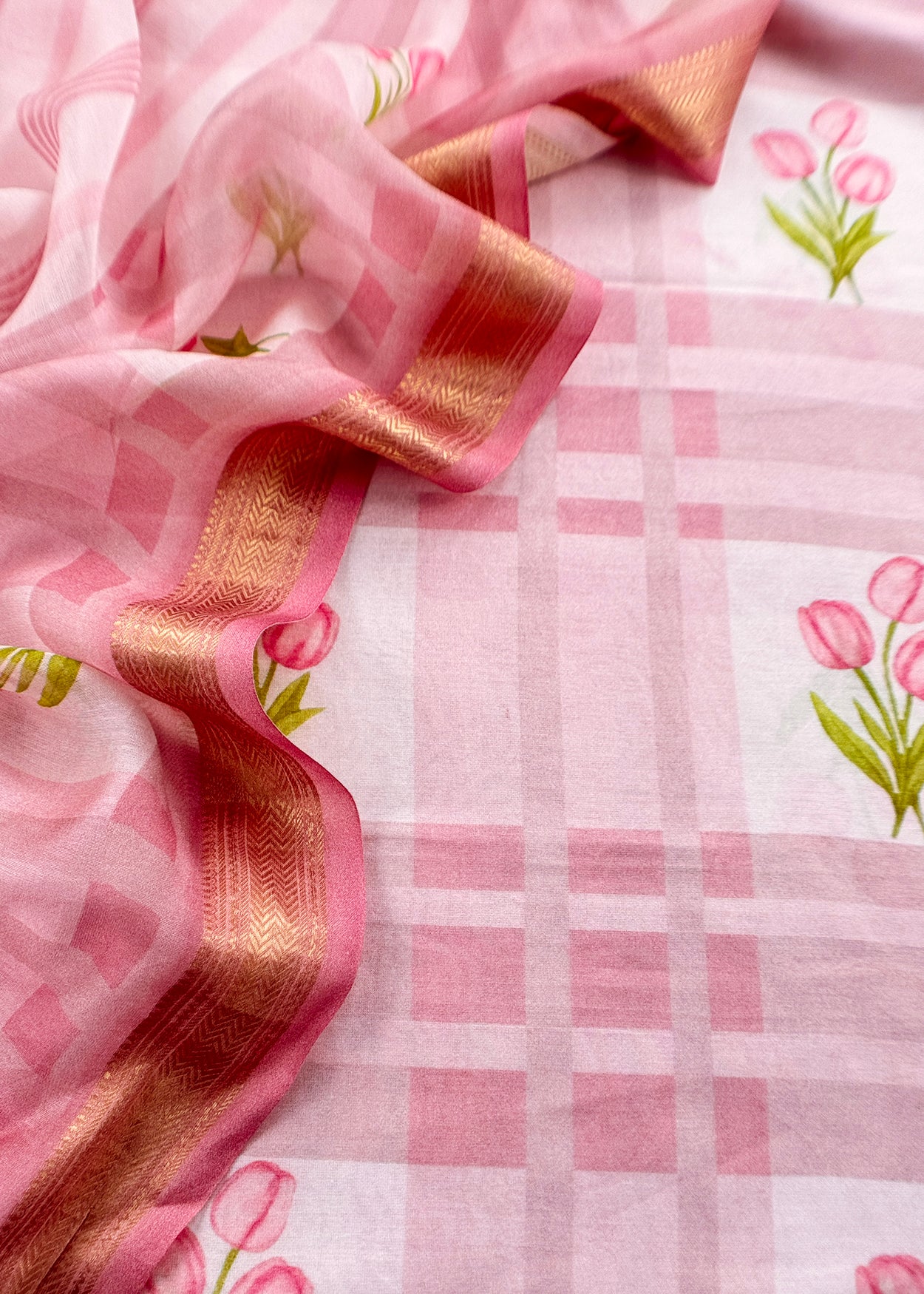 Pink Handloom Summer Chanderi Silk Suit With Dupatta