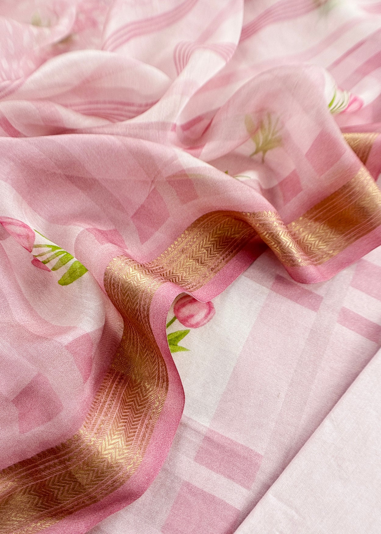 Pink Handloom Summer Chanderi Silk Suit With Dupatta