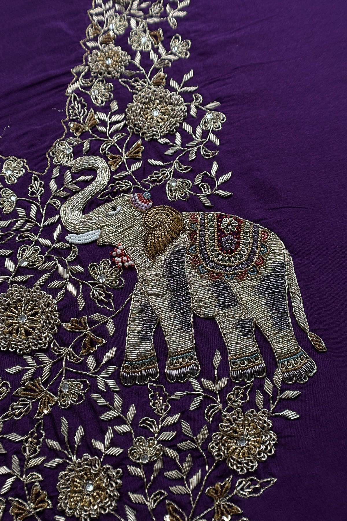Violet Pure Silk Suit With Tissue Silk Dupatta