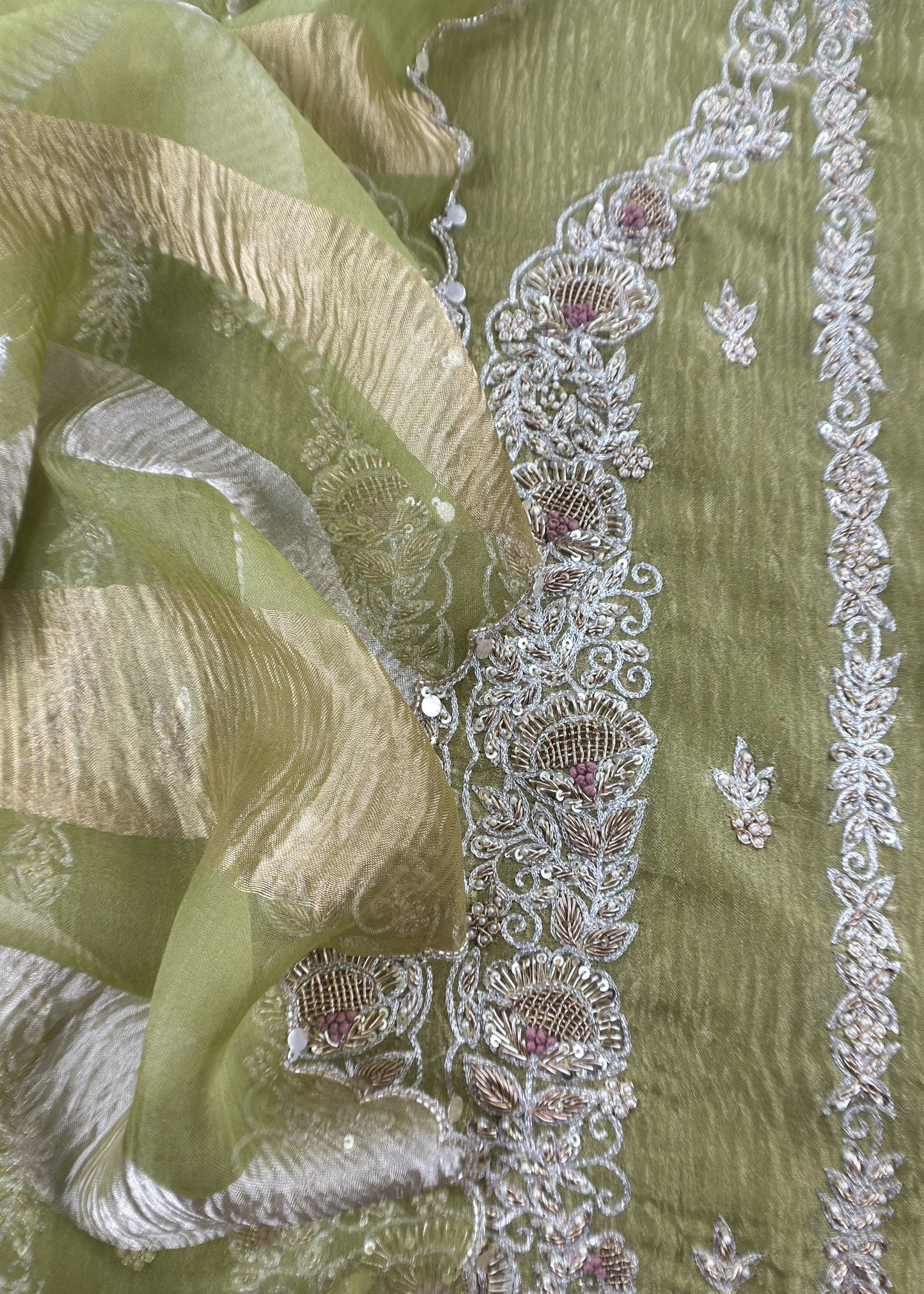Green Presenting Our Stunningly Beautiful Crushed Tissue Silk Suit Set From विवाह Collection By Kalasheel