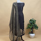Kalasheel Luxe Black Kora Silk Kurta With Tissue Silk Dupatta With Tissue Appliqué Work